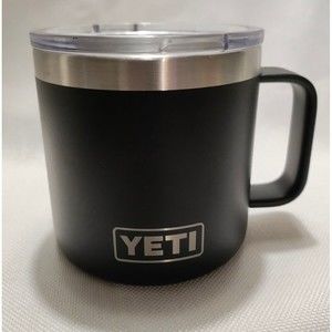 Yeti Rambler Insulated Stainless Steel Handle Travel Mug Black With Lid 14oz
